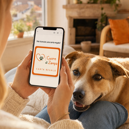 Carta Regalo Cuore di Zampa ricevuta via email sullo smartphone